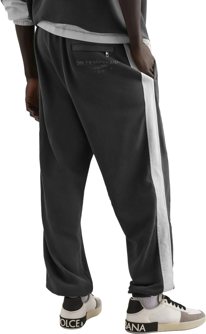 Dolce & Gabbana Black Relaxed-Fit Contrast Stripe Track Pants Zwart