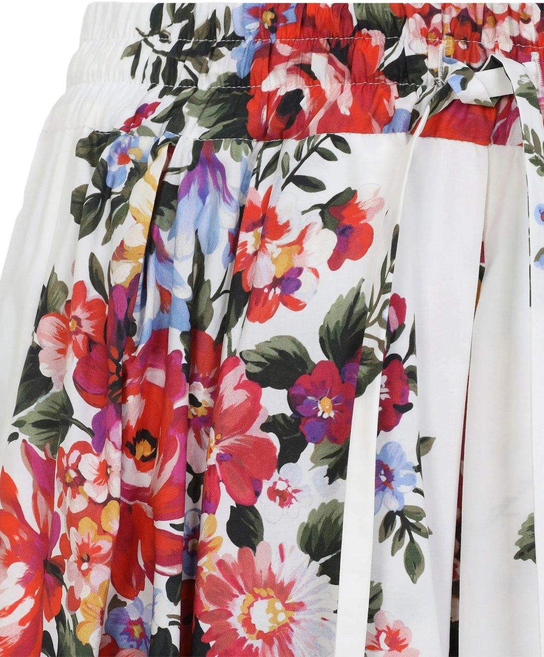 Dolce & Gabbana Knee-Length Floral Print Gathered Cotton Skirt Wit