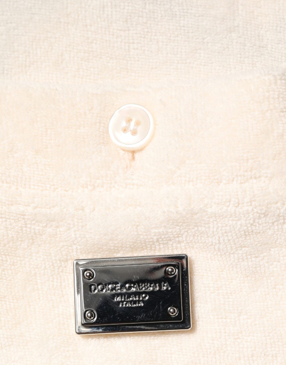 Dolce & Gabbana Ivory Cotton Terry Logo Pocket Polo T-shirt Wit