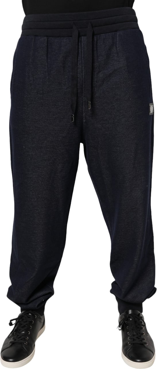 Dolce & Gabbana Black Jacquard Jogger Men Sweatpants Pants Zwart