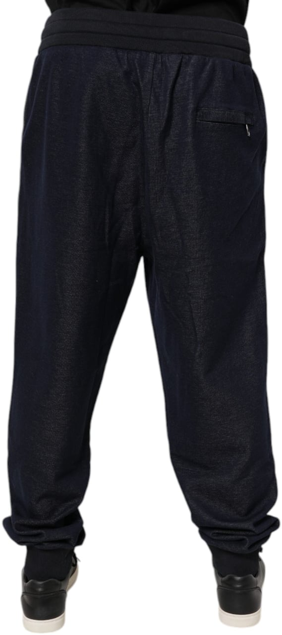 Dolce & Gabbana Black Jacquard Jogger Men Sweatpants Pants Zwart