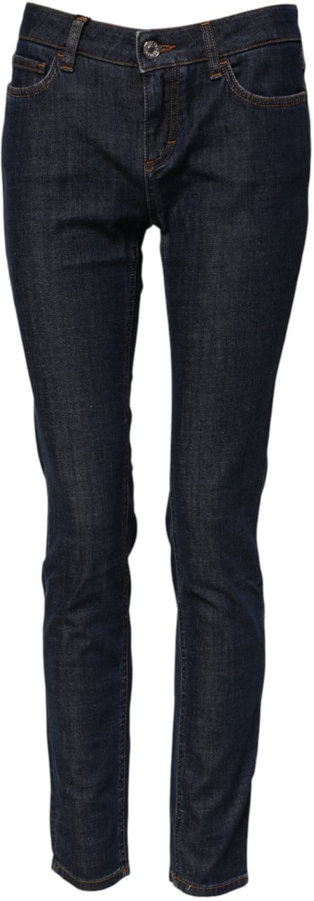 Dolce & Gabbana Blue Skinny Cotton Mid Waisted Denim Jeans Blauw