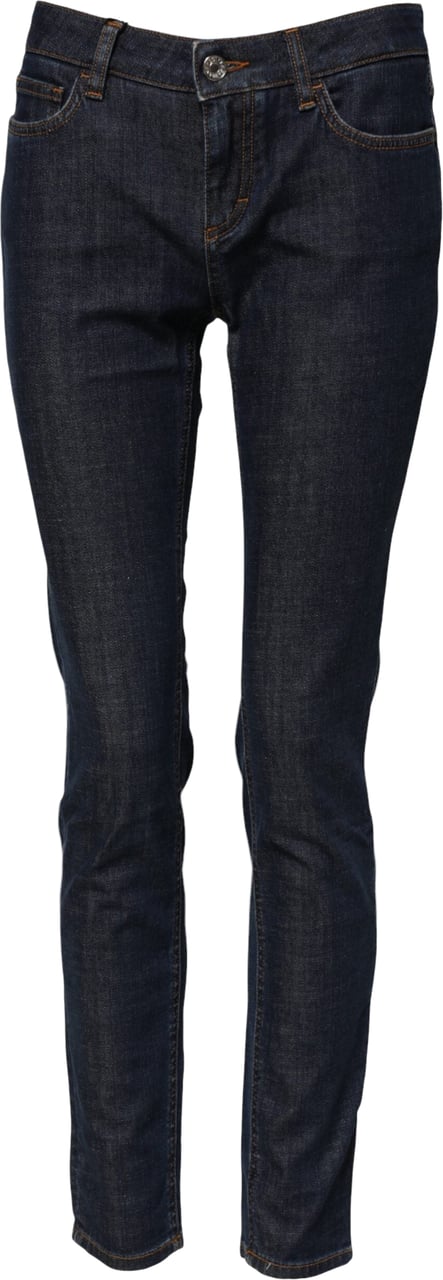 Dolce & Gabbana Blue Skinny Cotton Mid Waisted Denim Jeans Blauw