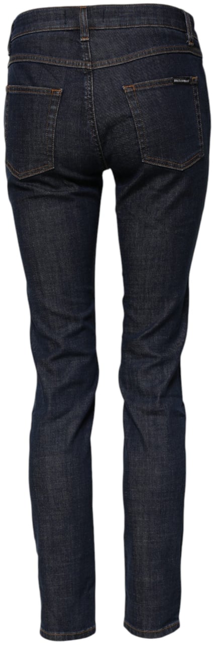 Dolce & Gabbana Blue Skinny Cotton Mid Waisted Denim Jeans Blauw