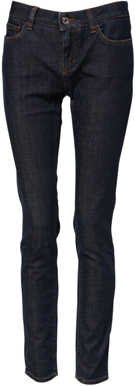 Dolce & Gabbana Blue Skinny Cotton Mid Waisted Denim Jeans Blauw