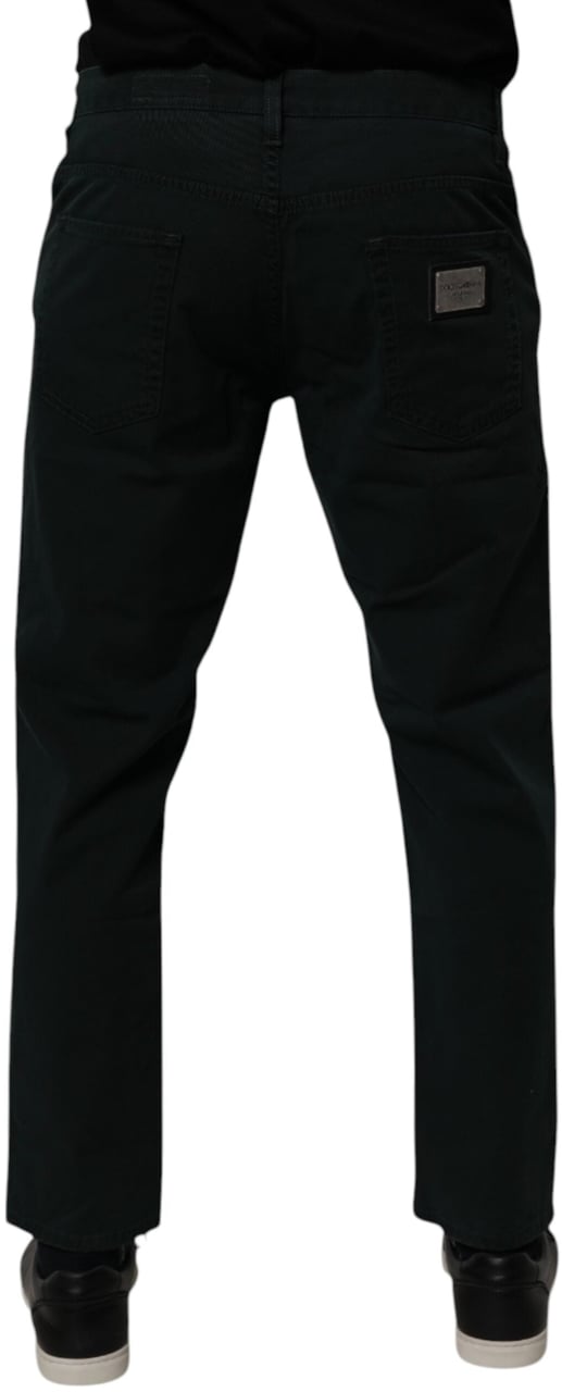 Dolce & Gabbana Dark Green Cotton Loose Men Denim Jeans Groen