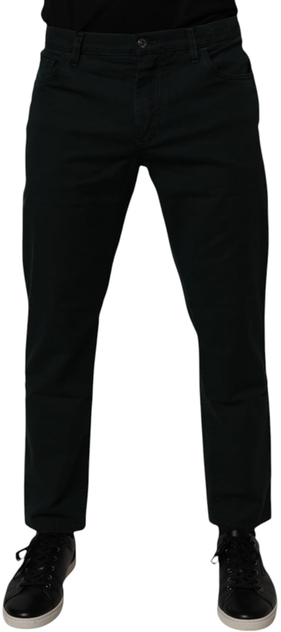 Dolce & Gabbana Dark Green Cotton Loose Men Denim Jeans Groen
