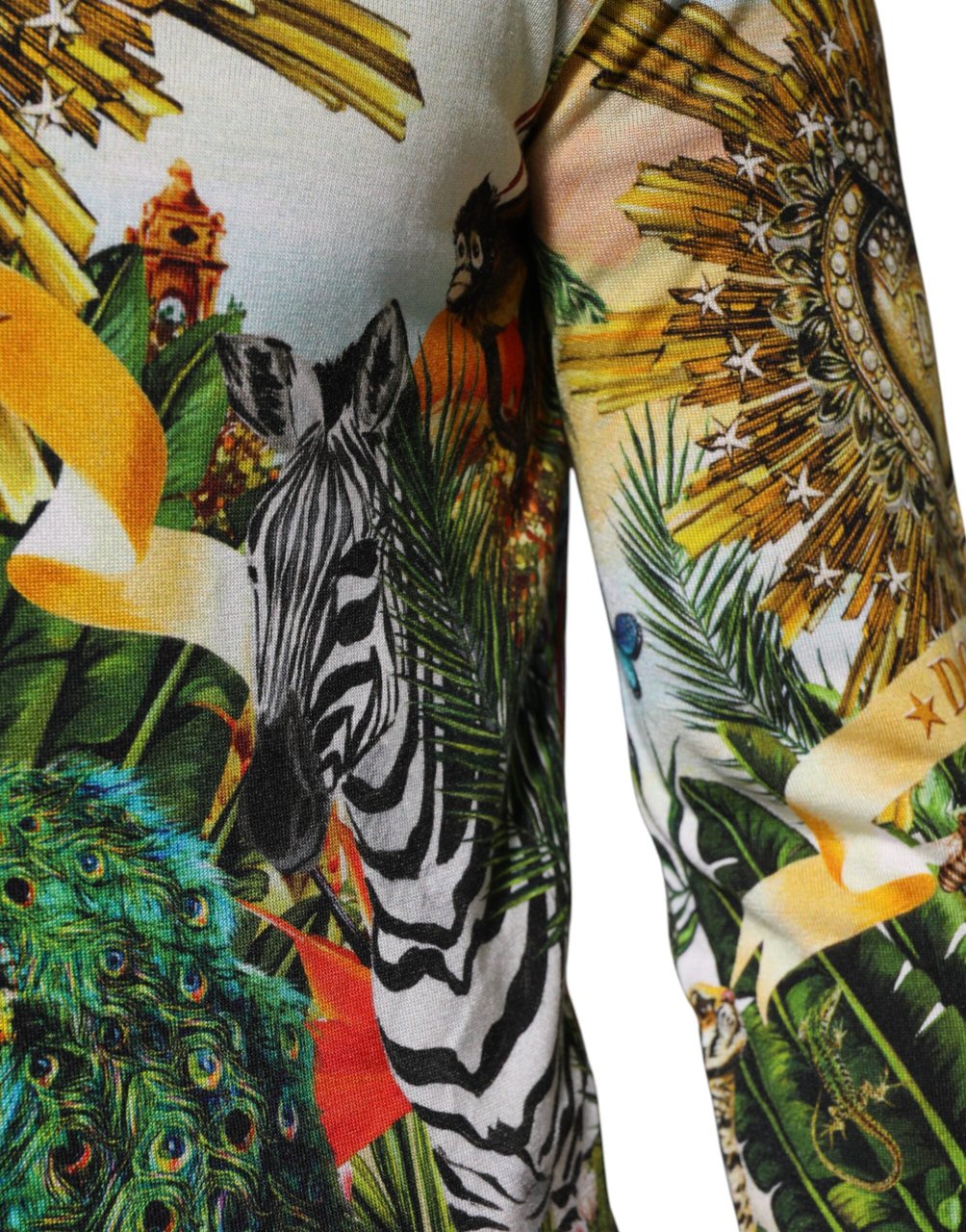 Dolce & Gabbana Tropical Heart Crown Silk Pullover Sweater Divers