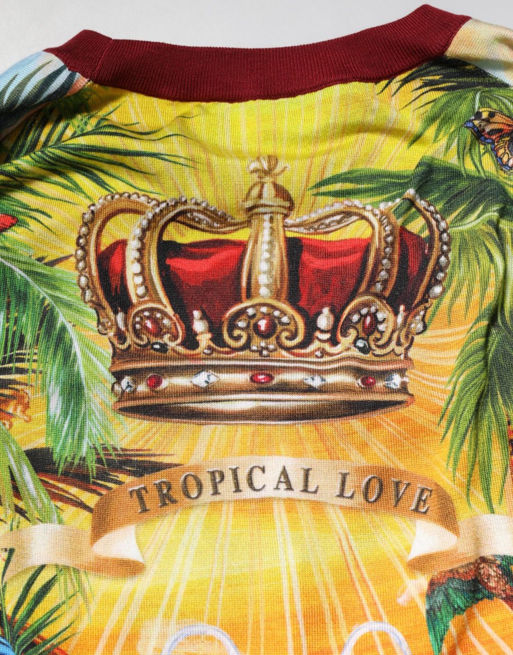 Dolce & Gabbana Tropical Heart Crown Silk Pullover Sweater Divers