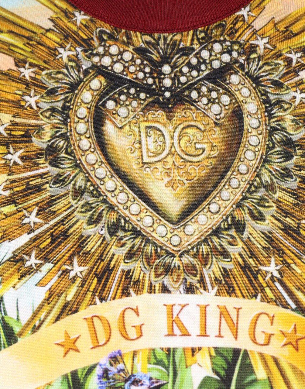Dolce & Gabbana Tropical Heart Crown Silk Pullover Sweater Divers