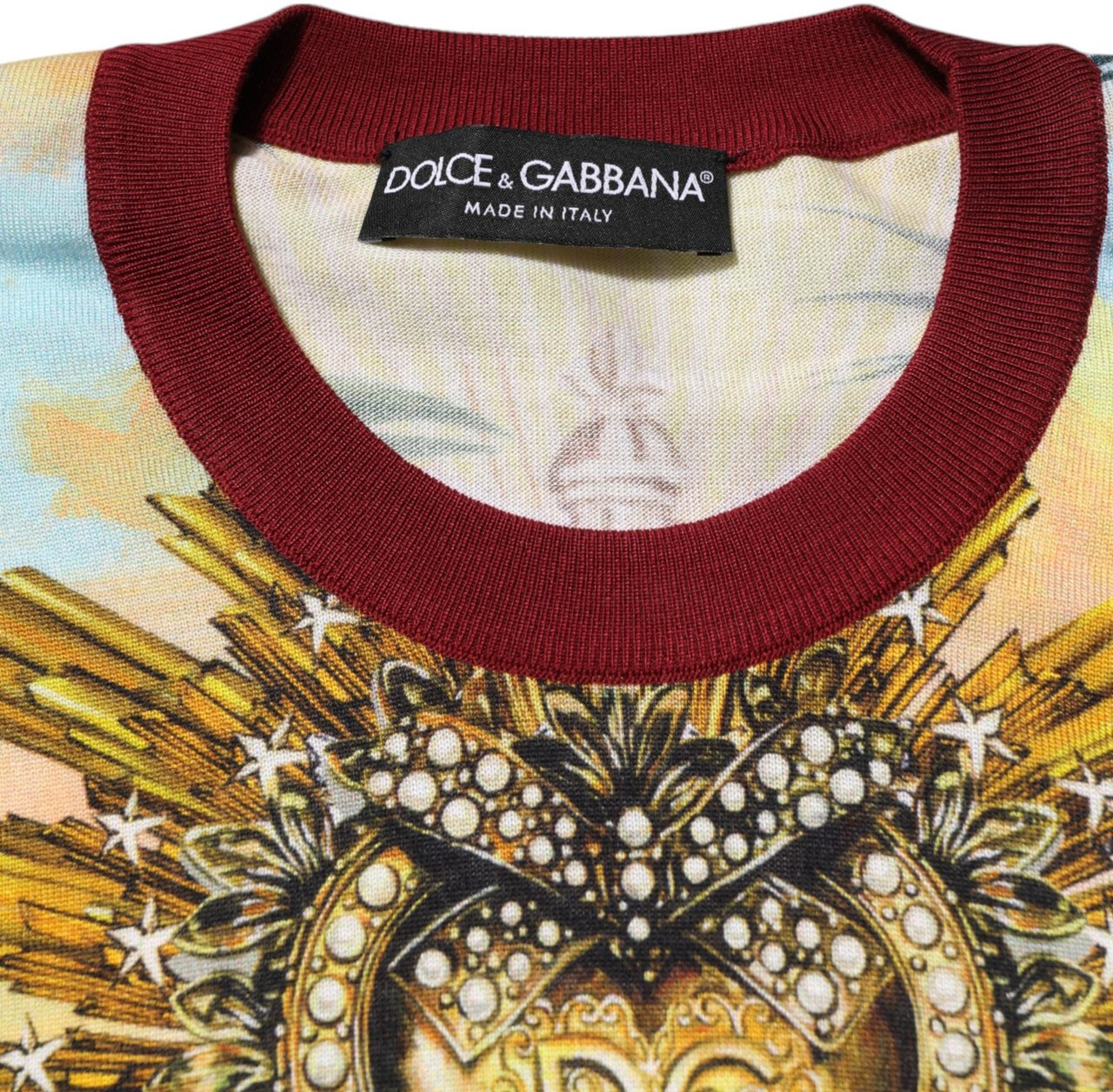 Dolce & Gabbana Tropical Heart Crown Silk Pullover Sweater Divers