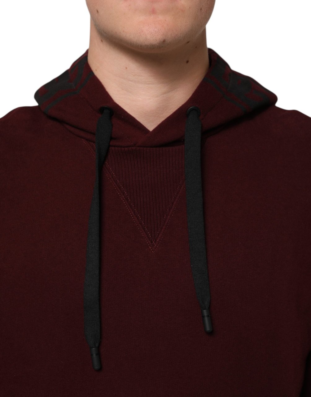Dolce & Gabbana Burgundy Cotton Plaid Lined Men Hoodie Sweater Maroon