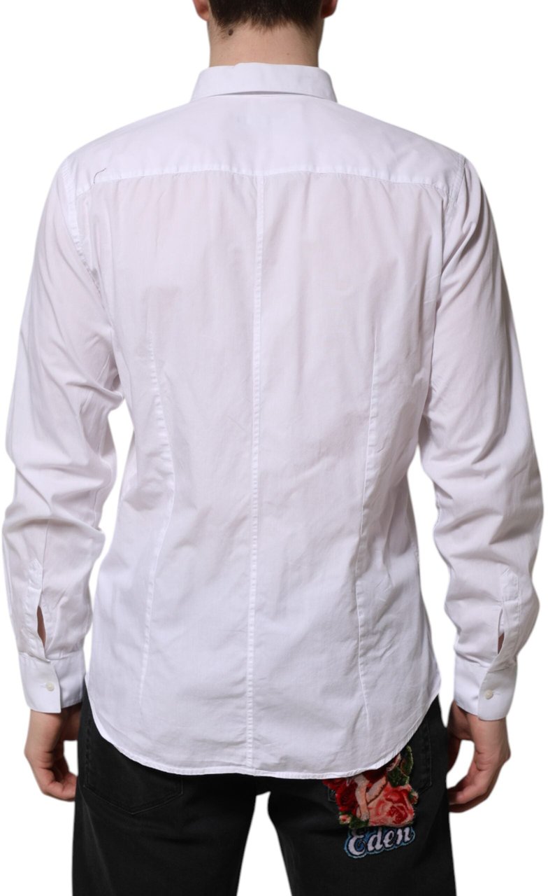 Dolce & Gabbana White Cotton STAFF Long Sleeves Forma Shirt Wit