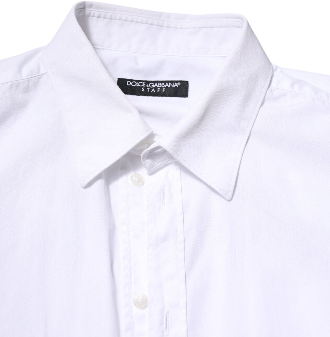 Dolce & Gabbana White Cotton STAFF Long Sleeves Forma Shirt Wit