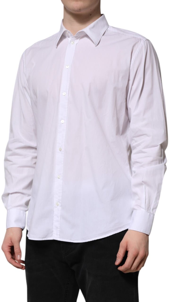 Dolce & Gabbana White Cotton STAFF Long Sleeves Forma Shirt Wit