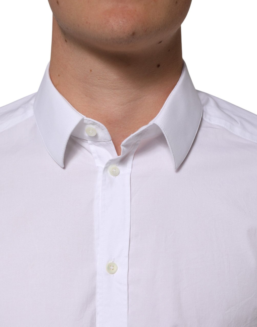 Dolce & Gabbana White Cotton GOLD Long Sleeves Formal Men Shirt Wit