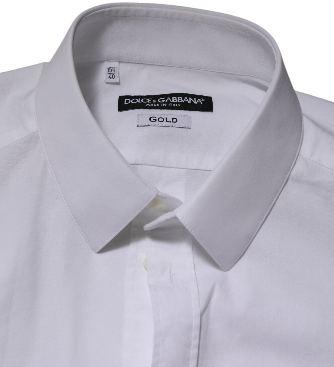 Dolce & Gabbana White Cotton GOLD Long Sleeves Formal Men Shirt Wit