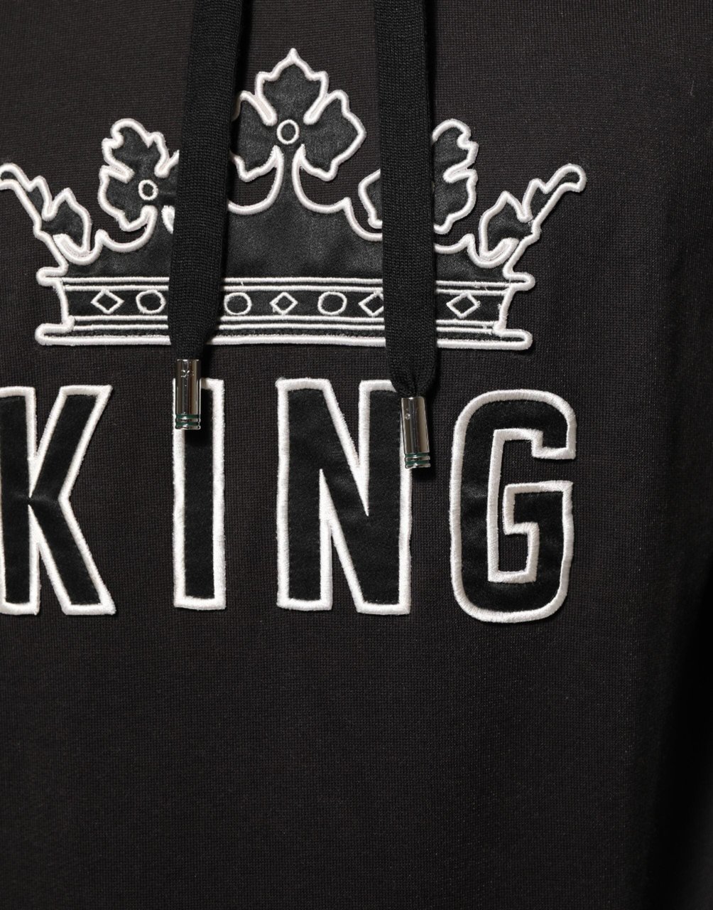 Dolce & Gabbana KING Black Orchid Floral Crown Logo Hoodie Sweater Zwart