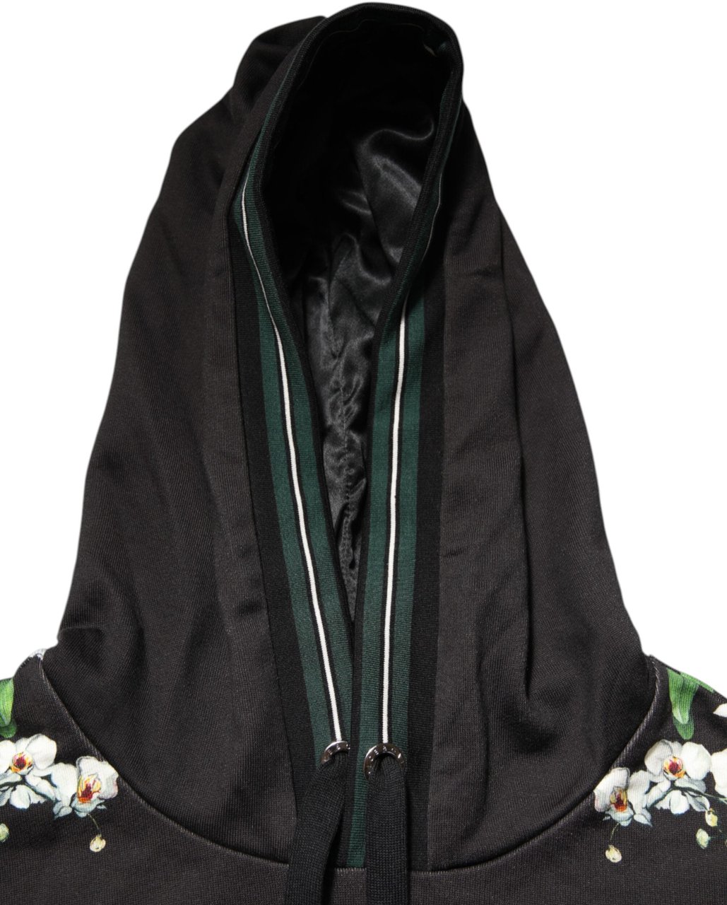 Dolce & Gabbana KING Black Orchid Floral Crown Logo Hoodie Sweater Zwart