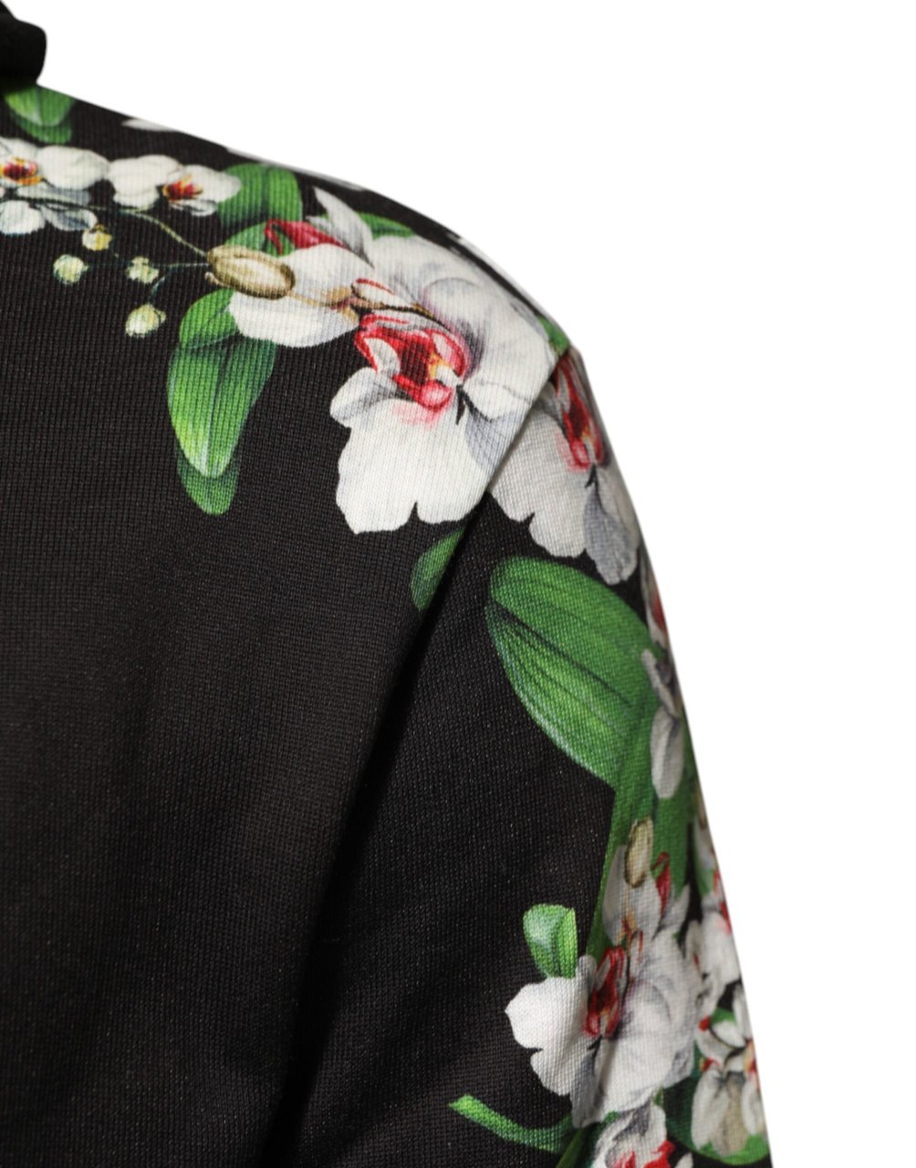 Dolce & Gabbana KING Black Orchid Floral Crown Logo Hoodie Sweater Zwart