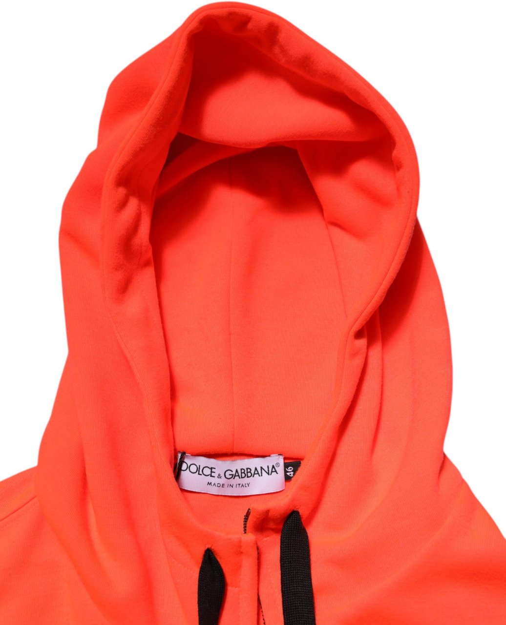 Dolce & Gabbana Red Fluorescent Polyester Logo Patch Hoodie Sweater Rood