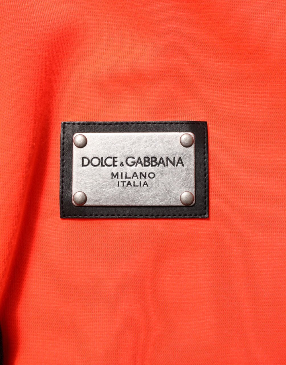 Dolce & Gabbana Red Fluorescent Polyester Logo Patch Hoodie Sweater Rood