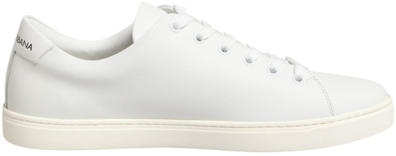 Dolce & Gabbana White Leather Sacred Heart Patch Sneakers Shoes Wit