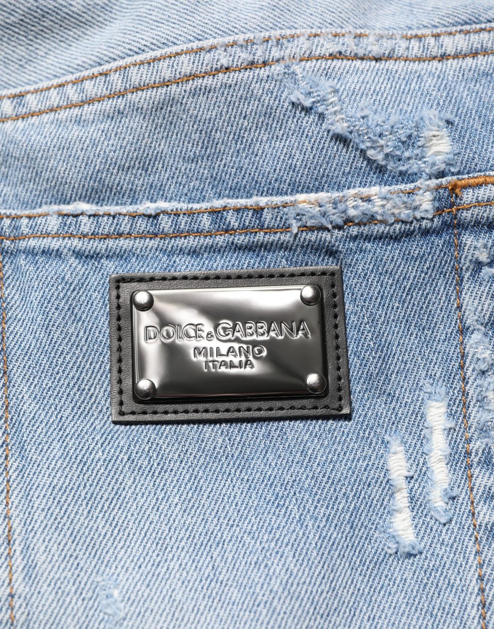 Dolce & Gabbana Blue Distressed Ripped Denim Pants Jeans Blauw