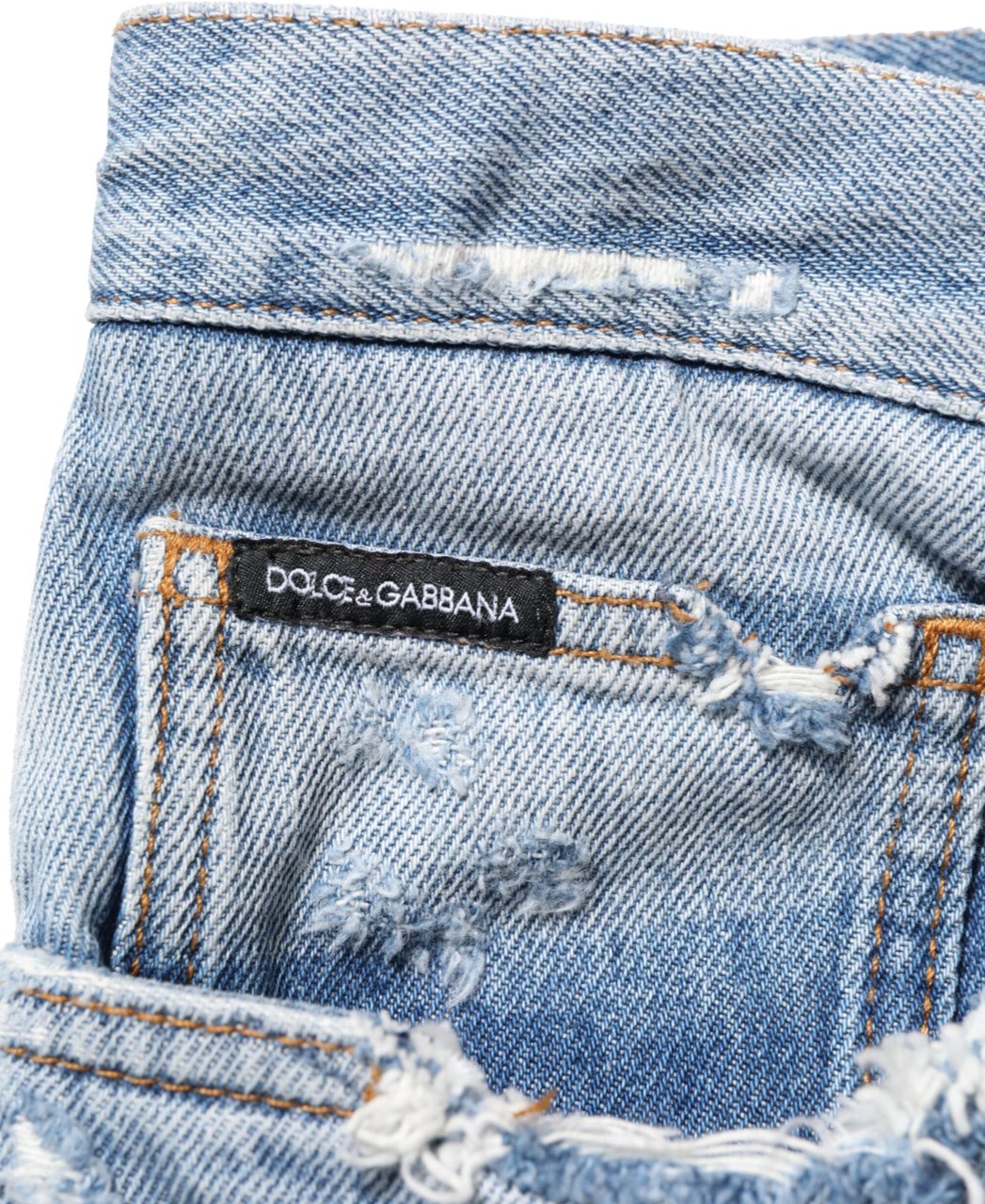 Dolce & Gabbana Blue Distressed Ripped Denim Pants Jeans Blauw