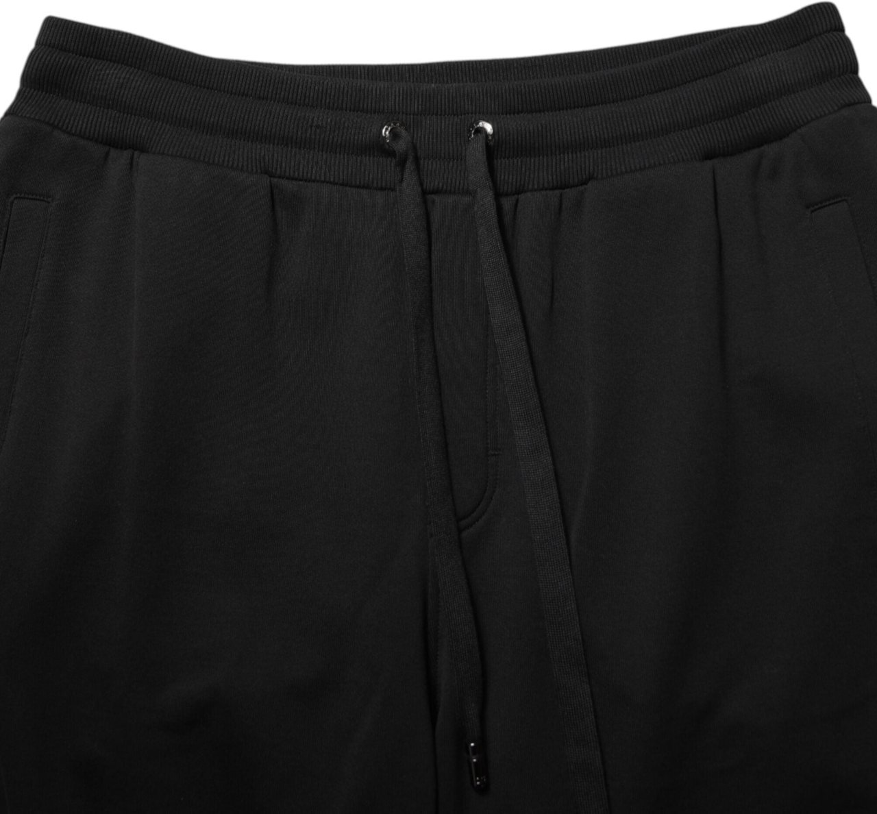 Dolce & Gabbana Black Cotton Drawstring Logo Sweatpants Pants Zwart