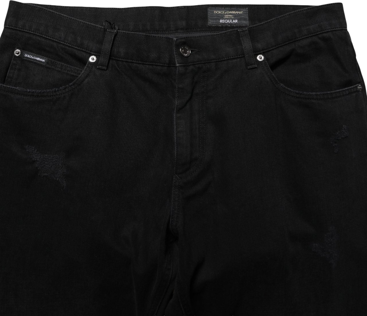 Dolce & Gabbana Black Cotton Regular Denim Men Trouser Jeans Zwart