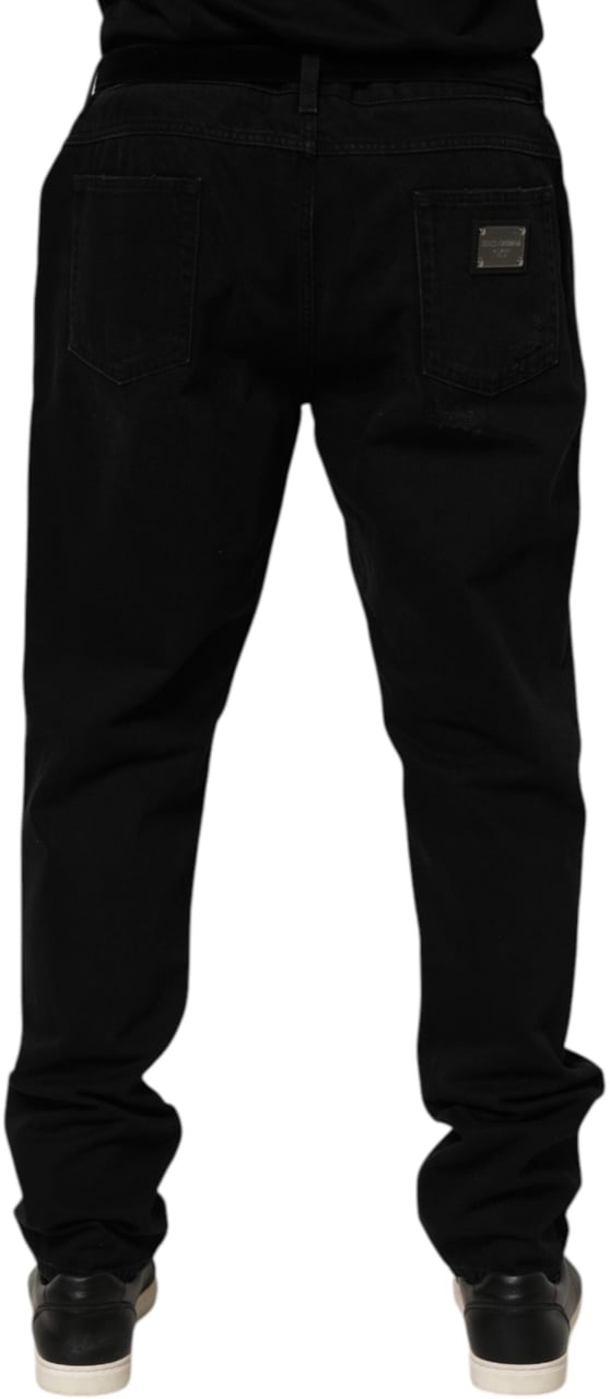 Dolce & Gabbana Black Cotton Regular Denim Men Trouser Jeans Zwart