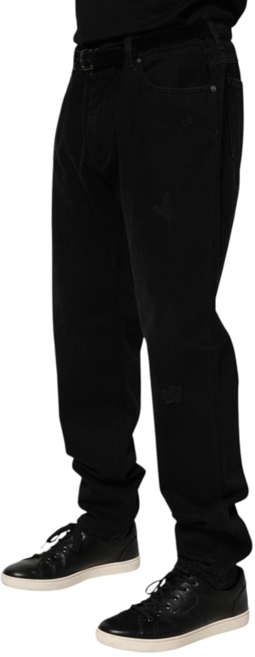 Dolce & Gabbana Black Cotton Regular Denim Men Trouser Jeans Zwart