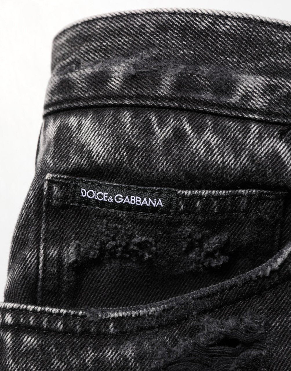 Dolce & Gabbana Black Washed Ripped Loose Cotton Denim Jeans Zwart
