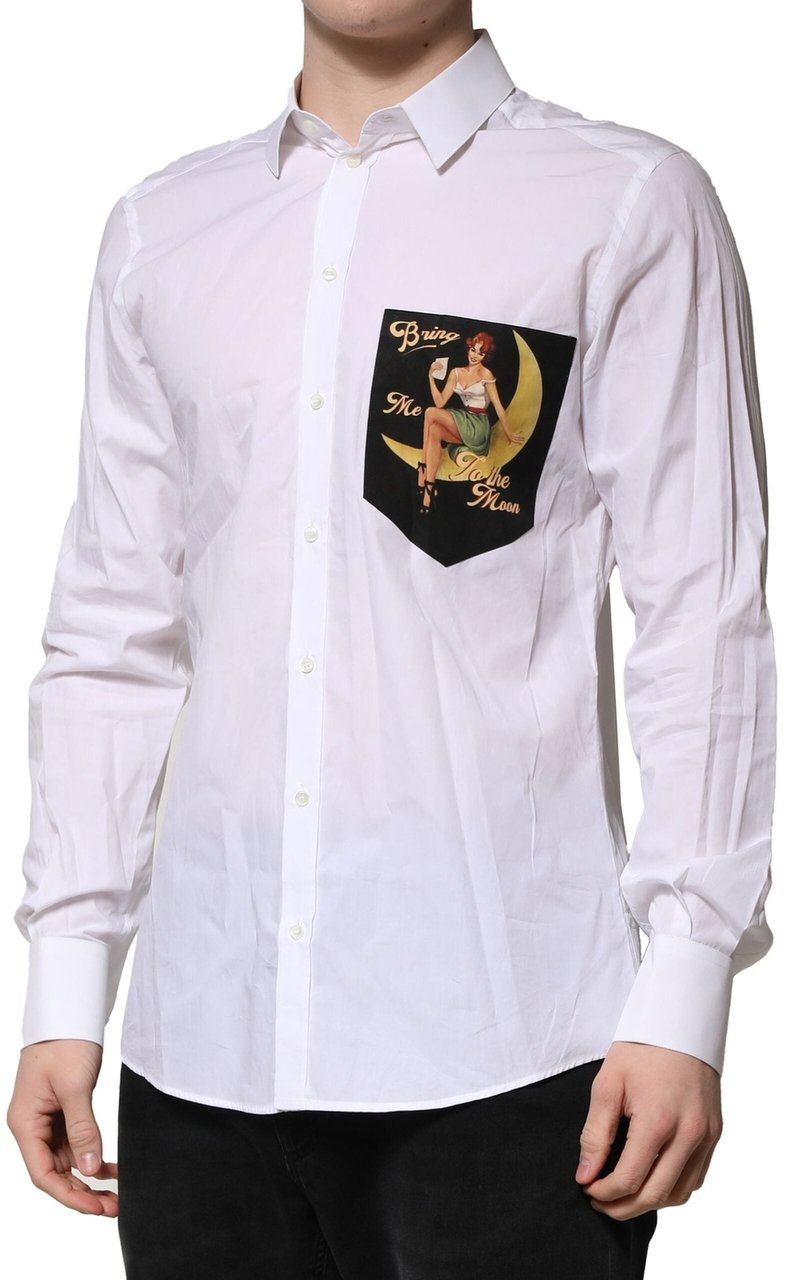 Dolce & Gabbana White MARTINI Long Sleeves Men Formal Shirt Wit