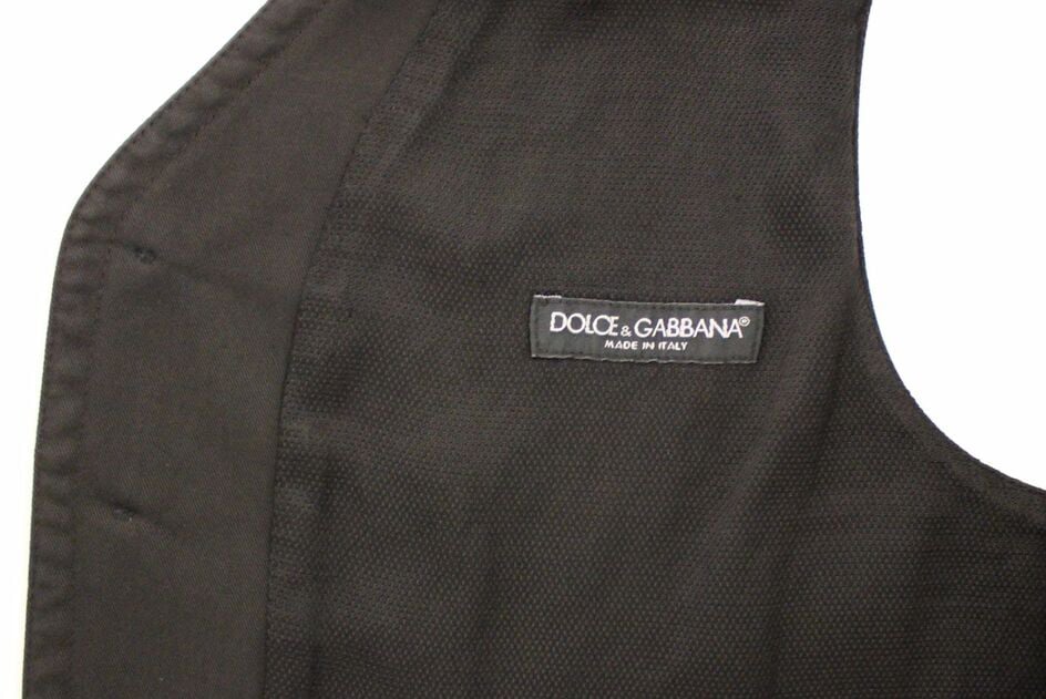Dolce & Gabbana Black Cotton Viscose Dress Vest Blazer Zwart