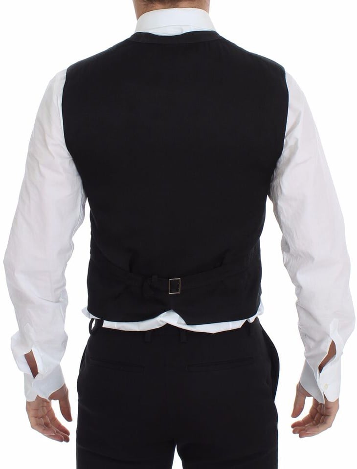 Dolce & Gabbana Black Cotton Viscose Dress Vest Blazer Zwart