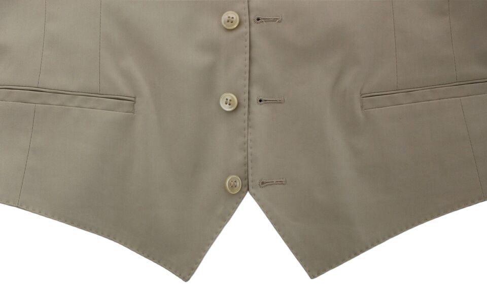 Dolce & Gabbana Beige Cotton Stretch Dress Vest Blazer Beige