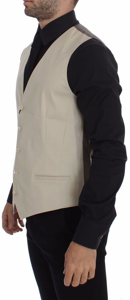Dolce & Gabbana Beige Cotton Stretch Dress Vest Blazer Beige