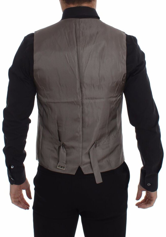 Dolce & Gabbana Beige Cotton Stretch Dress Vest Blazer Beige