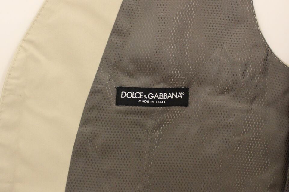 Dolce & Gabbana Beige Cotton Stretch Dress Vest Blazer Beige