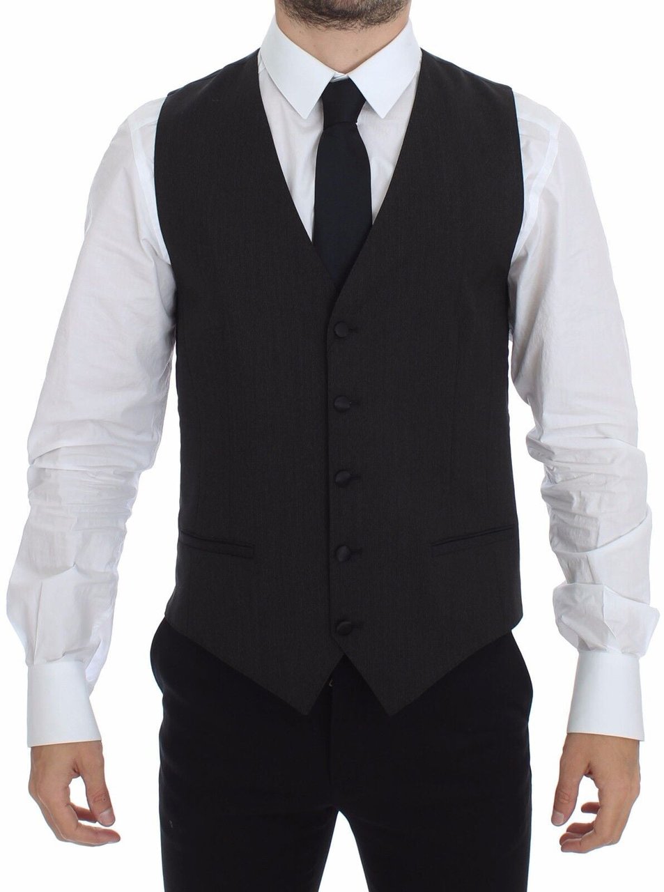 Dolce & Gabbana Gray Wool Stretch Dress Vest Blazer Grijs
