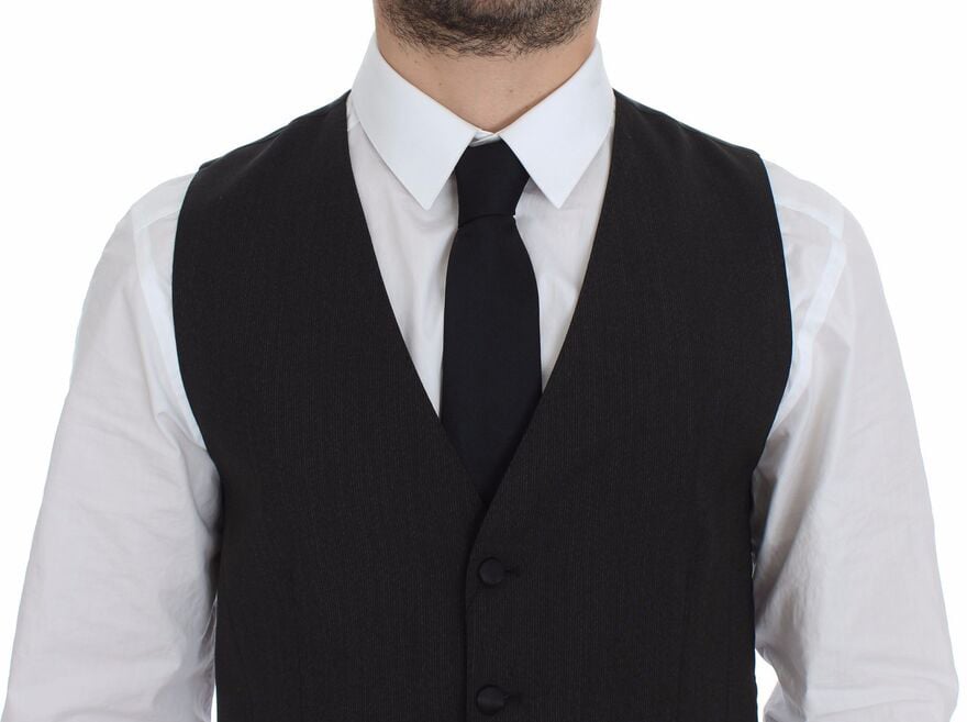 Dolce & Gabbana Gray Wool Stretch Dress Vest Blazer Grijs