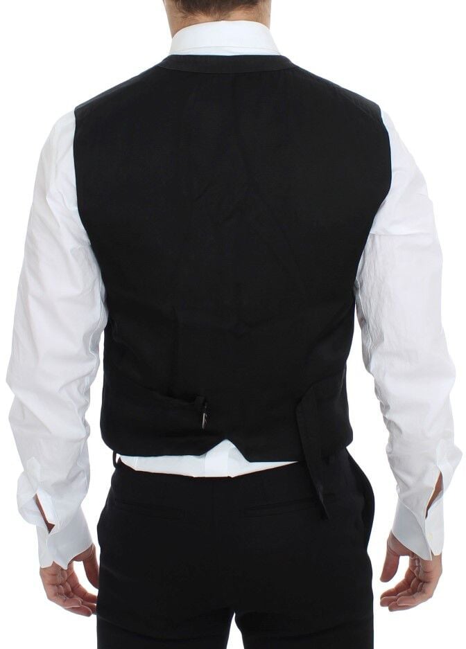 Dolce & Gabbana Black Cotton Blend Dress Vest Gilet Zwart