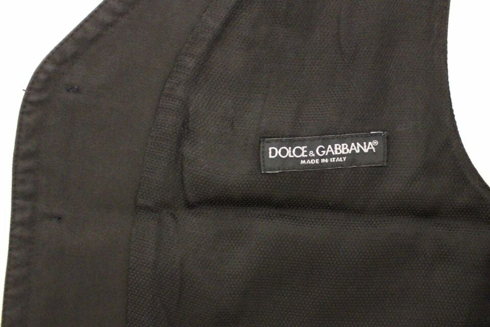 Dolce & Gabbana Black Cotton Blend Dress Vest Gilet Zwart