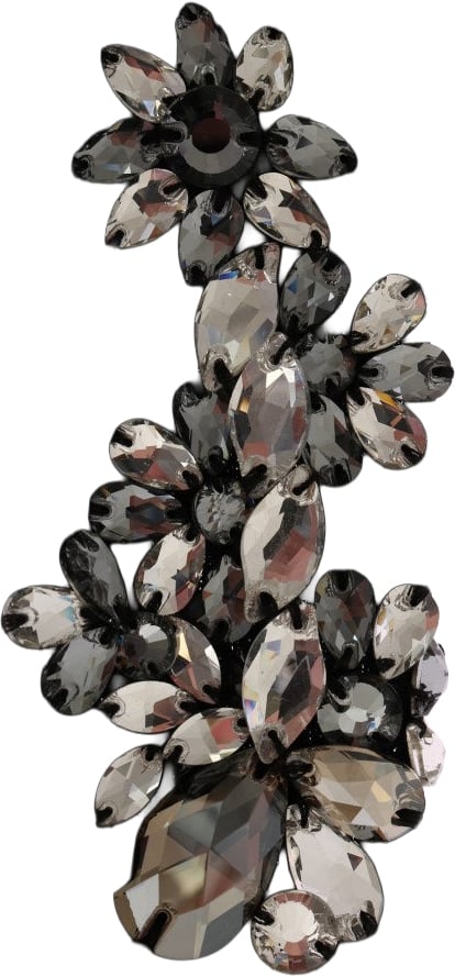 Dolce & Gabbana Black Knitted Floral Clear Crystal Socks Zwart