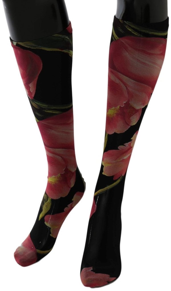 Dolce & Gabbana Multicolor Floral Tulip Nylon Socks Divers