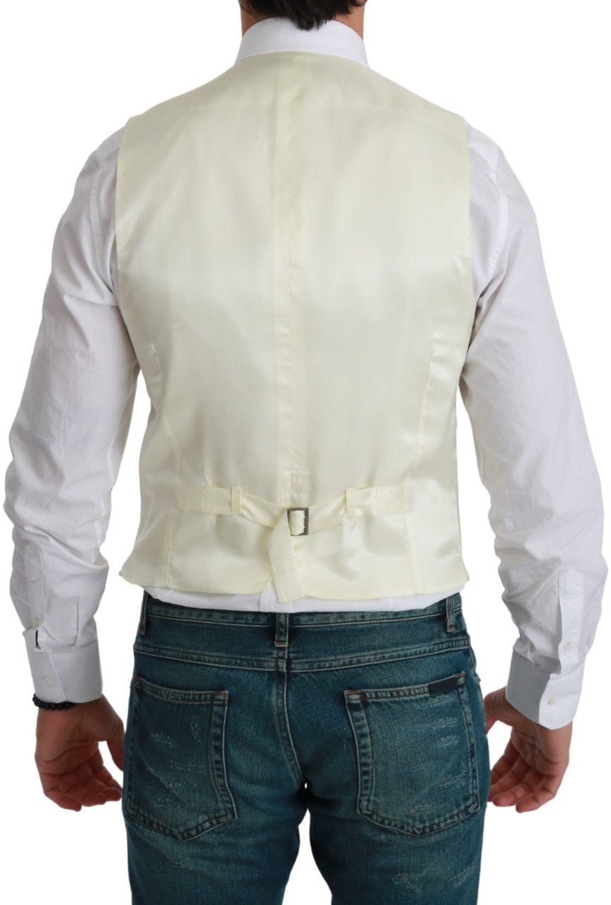 Dolce & Gabbana White Waistcoat Formal Wool Vest Wit