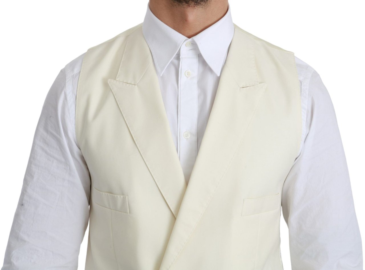 Dolce & Gabbana White Waistcoat Formal Wool Vest Wit