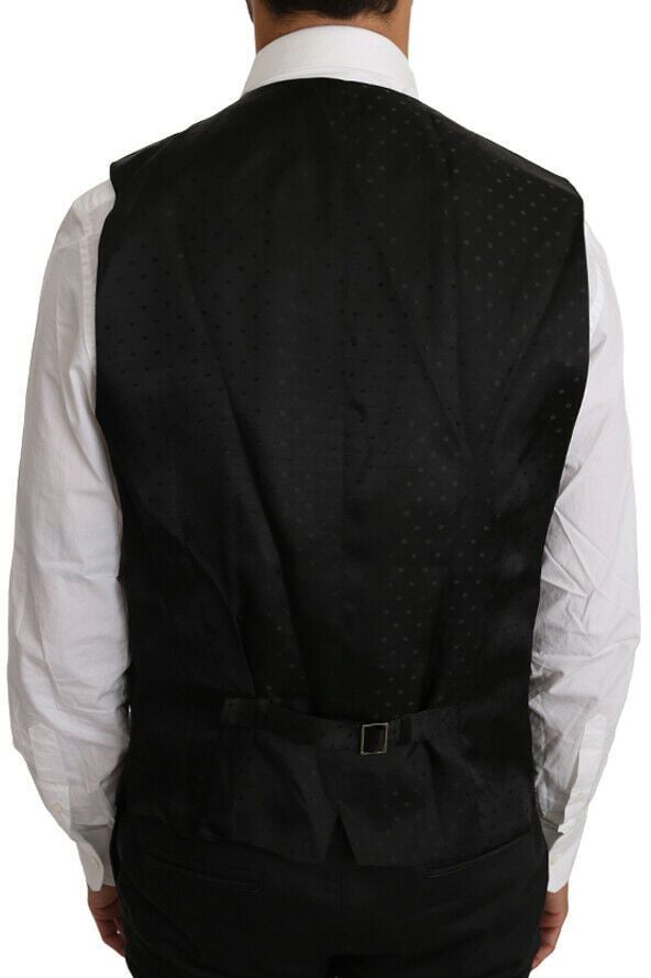 Dolce & Gabbana Black Solid Wool Silk Vest Zwart